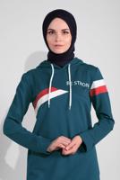 Tesettür giyim LACİVERT PAMUKLU ŞERİT DETAYLI PANTOLONLU EŞOFMAN TAKIM 3708 