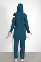 Tesettür giyim LACİVERT PAMUKLU ŞERİT DETAYLI PANTOLONLU EŞOFMAN TAKIM 3708 