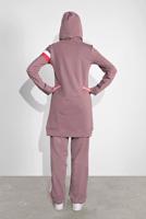 Tesettür giyim PEMBE PAMUKLU ŞERİT DETAYLI PANTOLONLU EŞOFMAN TAKIM 3708 