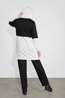 Tesettür giyim SİYAH İKİ RENK KAPÜŞONLU PANTOLONLU  TAKIM 4236 