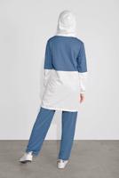 Tesettür giyim LACİVERT İKİ RENK KAPÜŞONLU PANTOLONLU  TAKIM 4236 