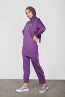 Tesettür giyim MOR BASKILI İKİLİ PANTOLON TAKIM 4436