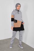 Tesettür giyim GRİ RENKLİ 2Lİ PANTOLONLU EŞOFMAN TAKIMI 5255