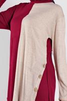 Tesettür giyim FUŞYA DÜĞME DETAYLI 2 RENKLİ İKİLİ PANTOLONLU TAKIM 6102