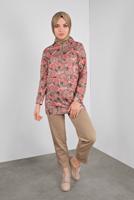 Tesettür giyim BEJ ÇİÇEK DESENLİ PANTOLONLU TAKIM  6234 