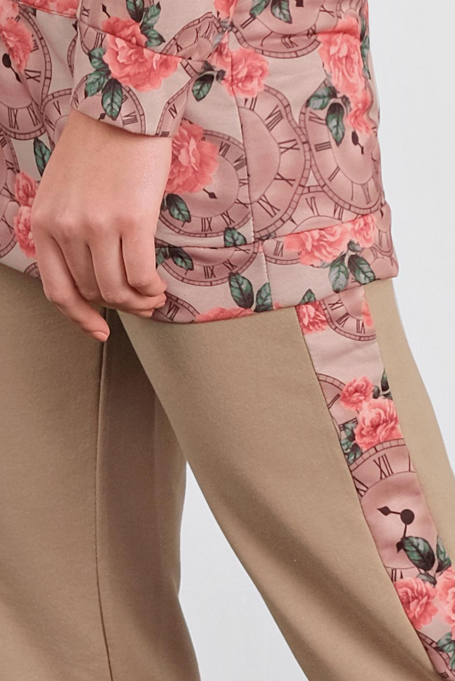 Tesettür giyim BEJ ÇİÇEK DESENLİ PANTOLONLU TAKIM  6234 