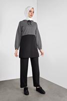 Tesettür giyim SİYAH KAZAYAĞI DESENLİ EŞOFMAN TAKIM  6346 