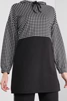 Tesettür giyim SİYAH KAZAYAĞI DESENLİ EŞOFMAN TAKIM  6346 