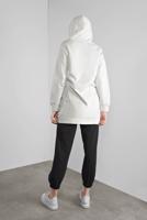 Tesettür giyim KREM ŞERİT DESENLİ KAPÜŞONLU EŞOFMAN TAKIMI  6746 