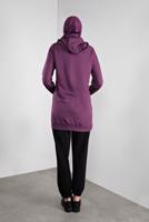 Tesettür giyim MOR ŞERİT DESENLİ KAPÜŞONLU EŞOFMAN TAKIMI  6746 