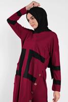 Vêtements hijab ROUGE BORDEAUX COSTUME FENTES À BOUTONNÉES 8102