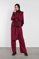 Vêtements hijab ROUGE BORDEAUX COSTUME FENTES À BOUTONNÉES 8102