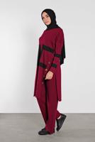 Vêtements hijab ROUGE BORDEAUX COSTUME FENTES À BOUTONNÉES 8102