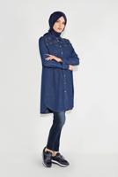 Tesettür giyim MAVİ PAMUKLU DÜĞMELİ TUNİK 65915