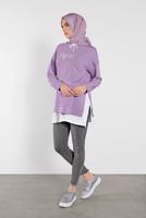 Tesettür giyim MOR İKİ PARÇA GÖRÜNÜMLÜ EŞOFMAN TUNİK 6736 