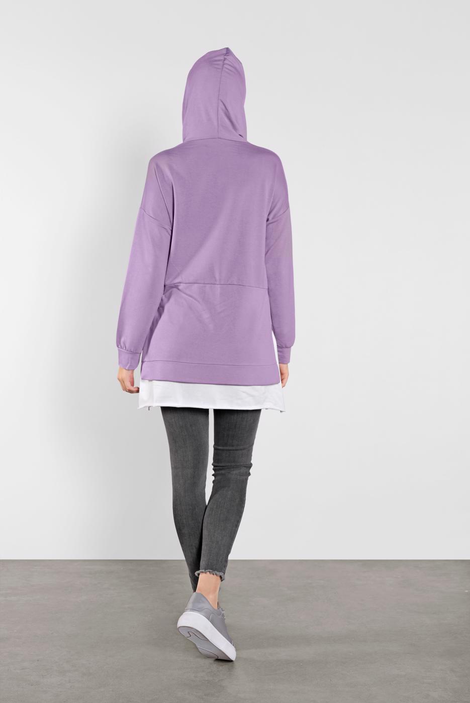 Tesettür giyim MOR İKİ PARÇA GÖRÜNÜMLÜ EŞOFMAN TUNİK 6736 