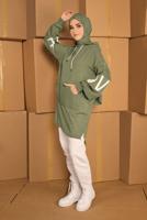 Vêtements hijab VERT TUNIQUE EN TRICOT À CAPUCHE 11441 