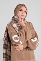 Tesettür giyim KAHVE KAPÜŞONLU TRİKO TUNİK 11441 