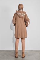 Tesettür giyim KAHVE KAPÜŞONLU TRİKO TUNİK 11441 