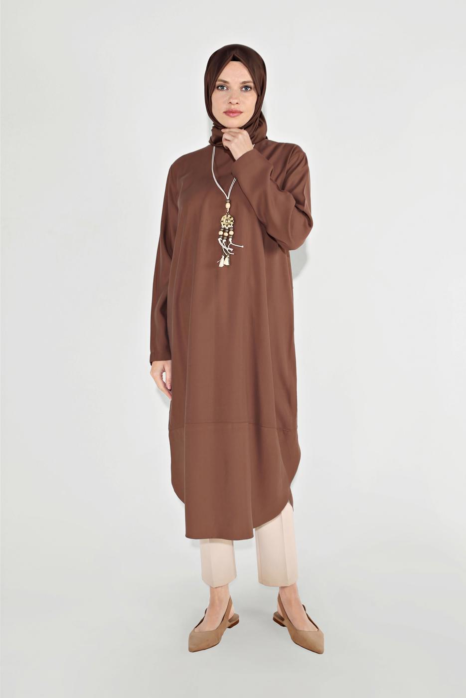 Tesettür giyim KAHVE DÖKÜMLÜ TUNİK 20225