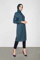 Tesettür giyim MAVİ ALVİNA FİYONK YAKA TUNİK 40114	