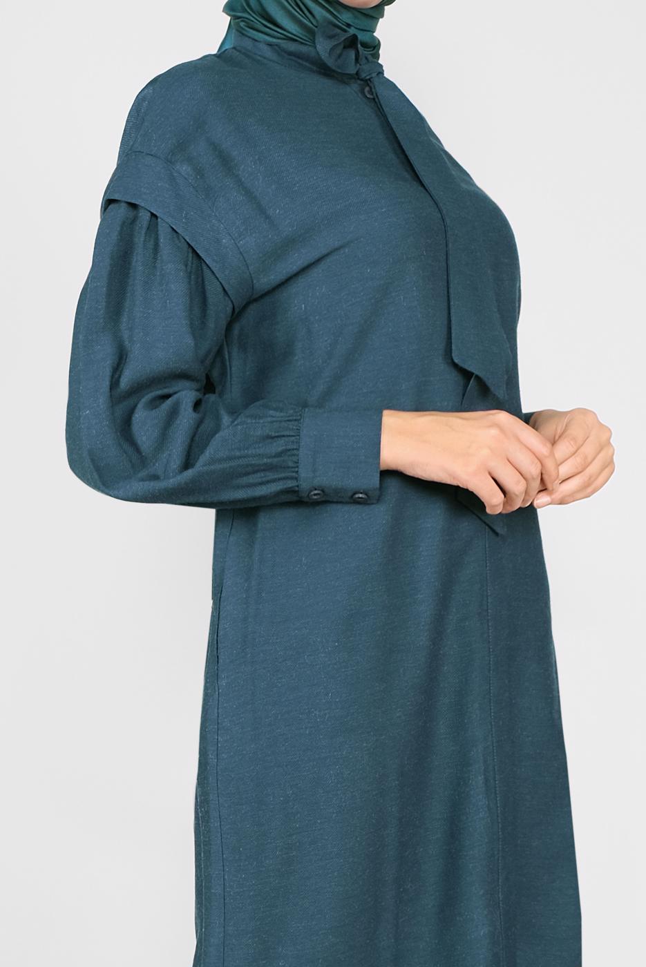 Tesettür giyim MAVİ ALVİNA FİYONK YAKA TUNİK 40114	