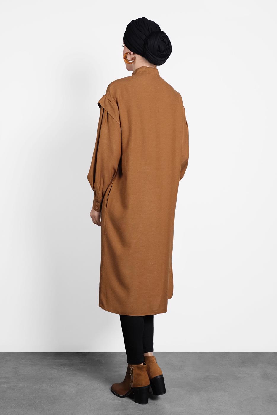 Tesettür giyim TABA ALVİNA FİYONK YAKA TUNİK 40114	