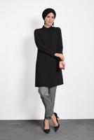 Tesettür giyim SİYAH ALVİNA GİZLİ DÜĞMELİ TUNİK 40138