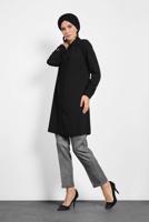 Tesettür giyim SİYAH ALVİNA GİZLİ DÜĞMELİ TUNİK 40138