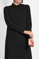 Tesettür giyim SİYAH ALVİNA GİZLİ DÜĞMELİ TUNİK 40138