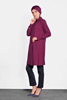 Tesettür giyim FUŞYA ALVİNA GİZLİ DÜĞMELİ TUNİK 40138