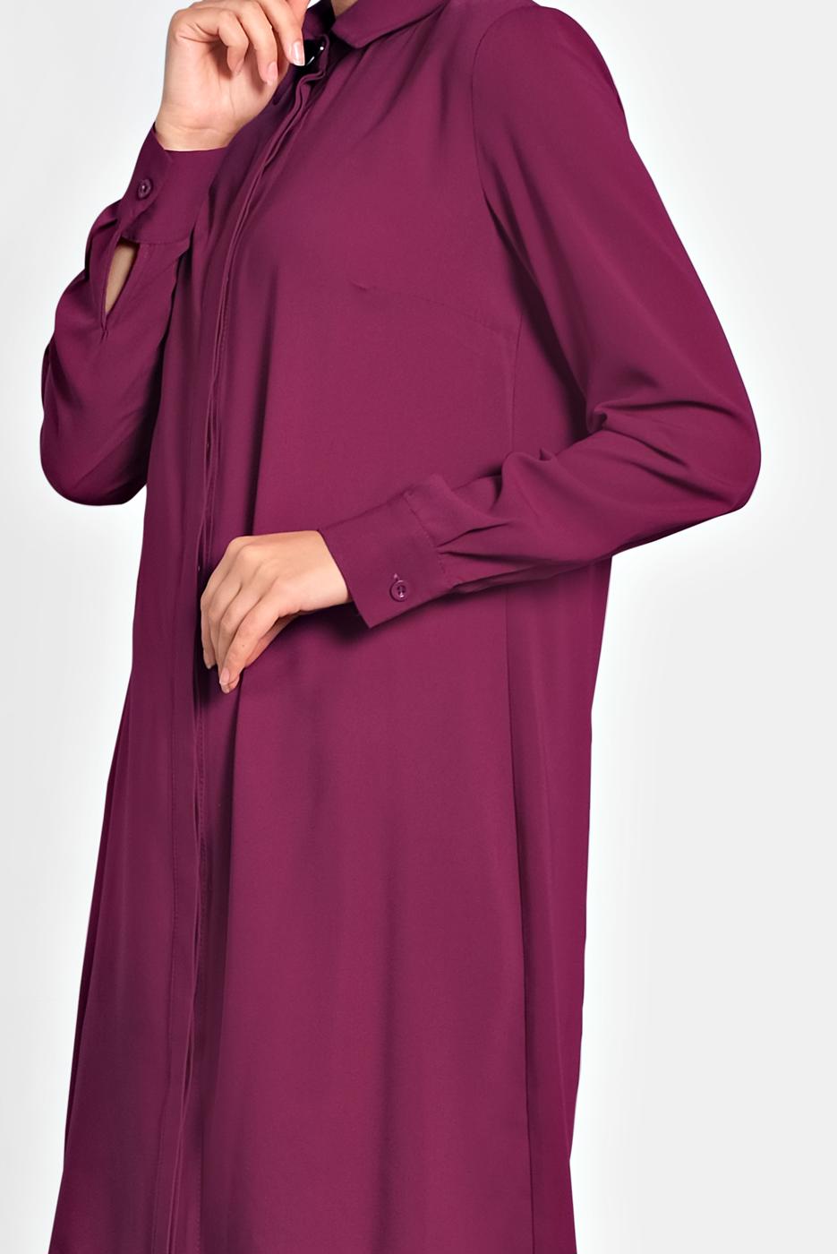 Tesettür giyim FUŞYA ALVİNA GİZLİ DÜĞMELİ TUNİK 40138
