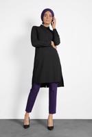 Tesettür giyim SİYAH ALVİNA GÖMLEK YAKA DÜĞMELİ TUNİK 40183