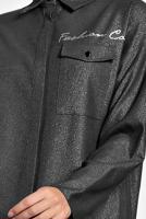 Tesettür giyim HAKİ ALVİNA ERKEK YAKA PARLAK TUNİK 40211 