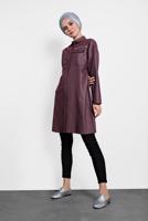 Tesettür giyim MÜRDÜM ALVİNA ERKEK YAKA PARLAK TUNİK 40211 