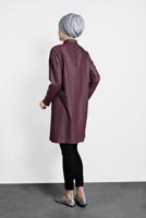 Tesettür giyim MÜRDÜM ALVİNA ERKEK YAKA PARLAK TUNİK 40211 