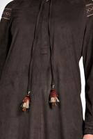 Tesettür giyim KAHVE ALVİNA YAKASI BAĞCIKLI TUNİK 40263 