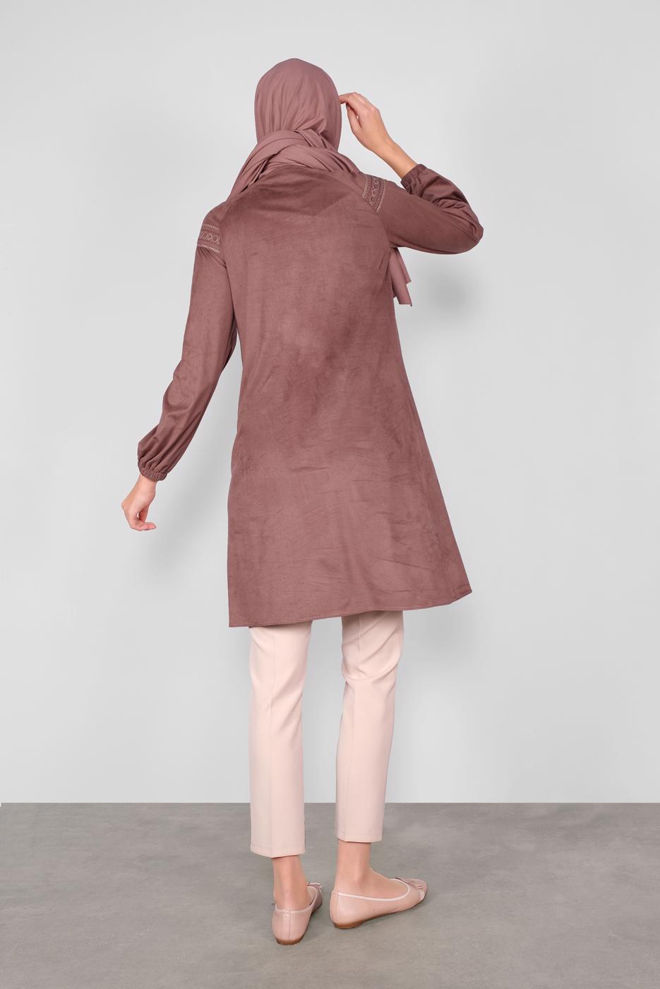 Tesettür giyim PUDRA ALVİNA YAKASI BAĞCIKLI TUNİK 40263 