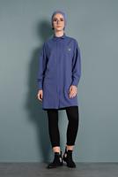 Tesettür giyim YEŞİL ALVİNA CEPTE BASKI DETAYLI GİZLİ DÜĞMELİ TUNİK 40277