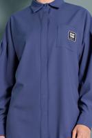 Tesettür giyim YEŞİL ALVİNA CEPTE BASKI DETAYLI GİZLİ DÜĞMELİ TUNİK 40277