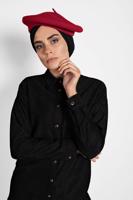 Tesettür giyim SİYAH ALVİNA DÜĞMELİ KADİFE TUNİK 40283