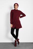 Tesettür giyim BORDO ALVİNA DÜĞMELİ KADİFE TUNİK 40283