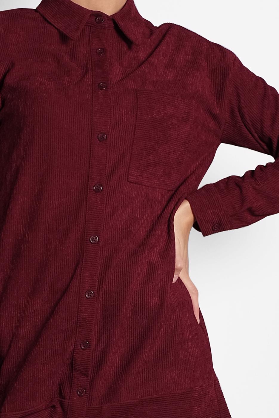 Tesettür giyim BORDO ALVİNA DÜĞMELİ KADİFE TUNİK 40283