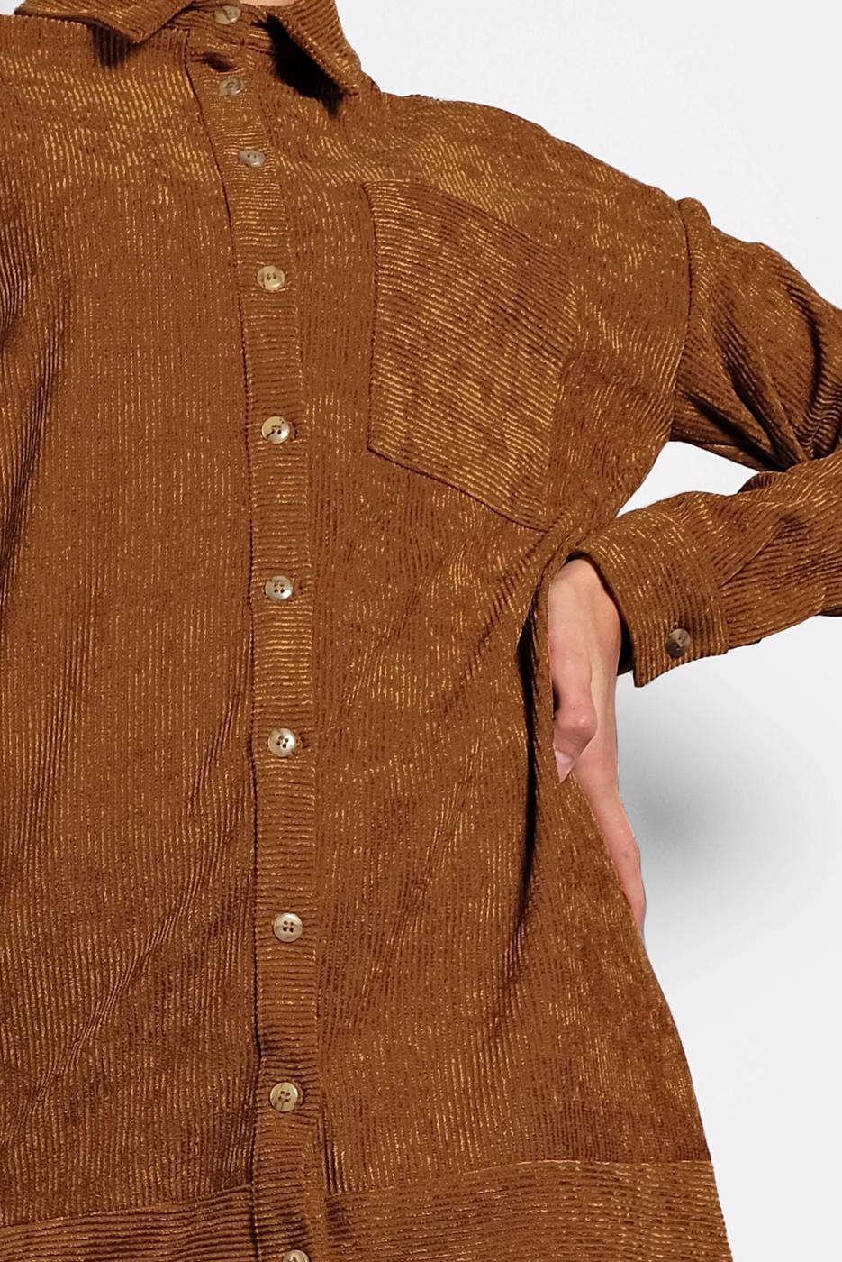 Tesettür giyim TABA ALVİNA DÜĞMELİ KADİFE TUNİK 40283