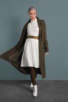 Tesettür giyim KREM ALVİNA KOLLARI SAÇAKLI TUNİK T 40314