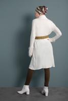 Tesettür giyim KREM ALVİNA KOLLARI SAÇAKLI TUNİK T 40314