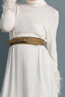 Tesettür giyim KREM ALVİNA KOLLARI SAÇAKLI TUNİK T 40314