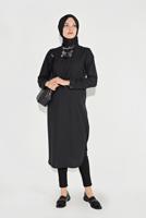 Tesettür giyim SİYAH DÜĞMELİ TUNİK 48515
