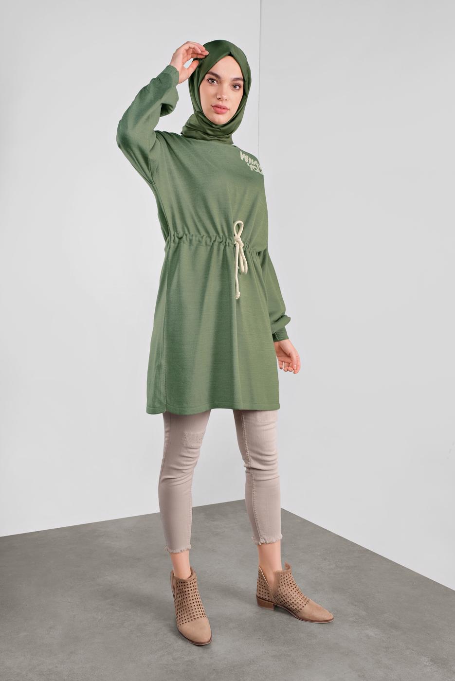 Vêtements hijab VERT TUNIQUE EN TRICOT À IMPRIMÉE  61441