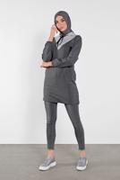 Hijab clothing GREY HOODED SPORT TUNIC 0302